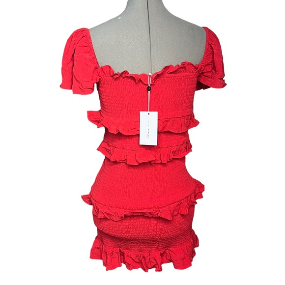 Lovers + Friends Kace Ruffle Mini Dress Red New With Tags Size Medium - Picture 8 of 8